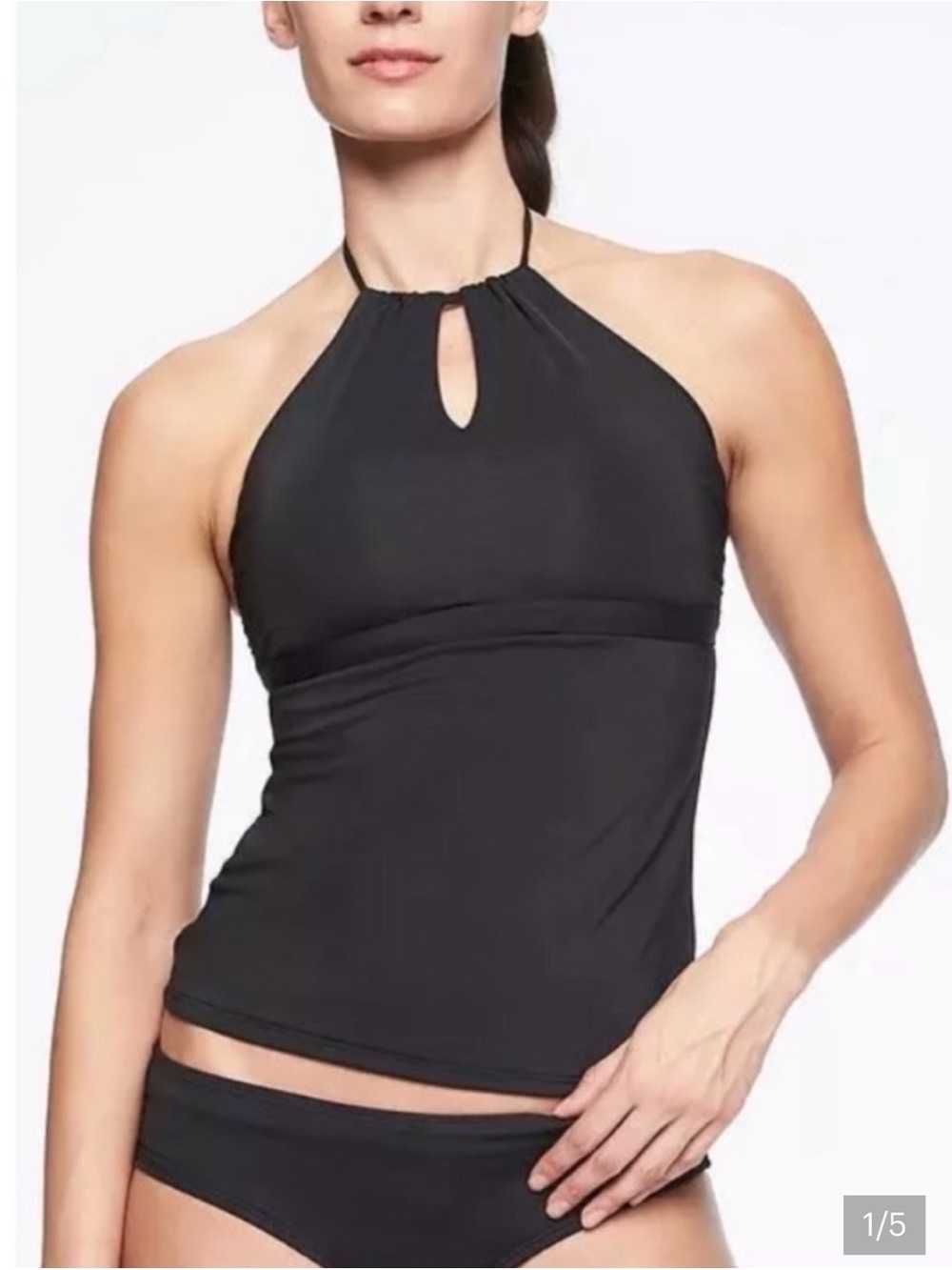 Athleta Black Halter Tankini with Keyhole